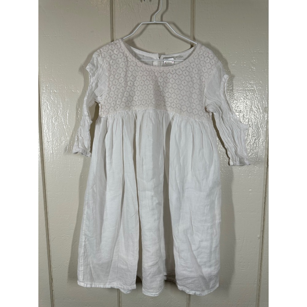 JoBaby Dress Girls 7 White Crochet Lace Bodice Long Sleeve Empire Waist Boho